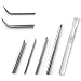 DELOKEY 7 Pieces Paracord Stitching Set - 6 Different Size Paracord FID Stainless Steel Paracord Lacing Needle and 1 Pieces Smoothing Tool for Laces and Strings, Bracelet and Leather Weaving(Silver)