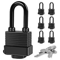 JUNFEIFLUX 6 Stück Vorhängeschloss Messing mit Wasserdichtes Kunststoffmantel,12 Stück Schlüssel Wasserdichte Vorhängeschlösser mit Gleichem Schlüssel für Außenbereich Die Garage Zaun