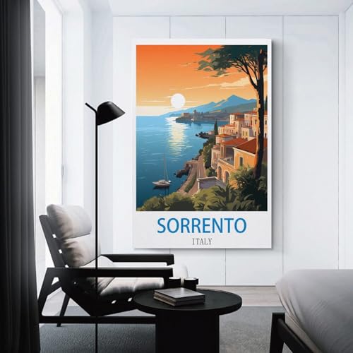 Affiche murale Sorrento Italie décoration chambre moderne toile vintage 50x75