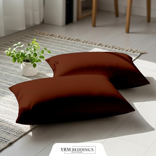 Image of YRM Bedding's - Egyptian Cotton 600TC Pillow Cover | Premium Pillowcases | Luxury Bedding-Export Collection | High Thread Count Durable & Breathable Covers - Chocolate Brown | [18''x28''] Inches