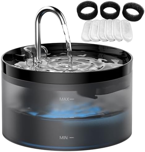 GIOTOHUN - Fuente de agua para gato de 2 l, ultrasilenciosa, con ...