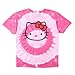 Hello Kitty Character Face Men's Pink Spiral Tie-Dye Crew Neck Short Sleeve T-Shirt-Large