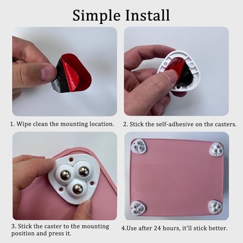 Ruedas giratorias autoadhesivas de acero inoxidable para electrodomésticos de cocina 4