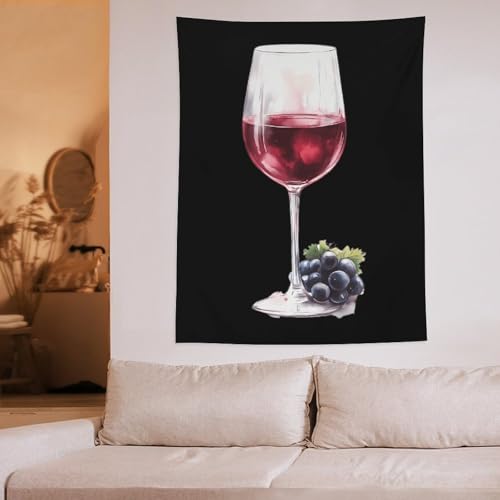 Tapiz de pared de uvas estético con caída vertical elegante para dormitorio 6
