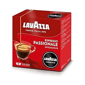 Lavazza A Modo Mio Café Espresso Passionale Capsules, 100% Arabica, Paquet de 36 capsules monodoses de café moulu