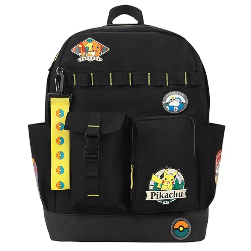 Pokémon Character Patches 19" Black Backpack