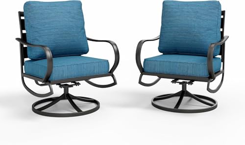 Sophia & William Metal Swivel Patio Chair Set with Cushion, Peacock Blue