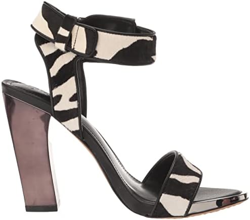 DKNY Women's Everyday Block Heel Terah-Ankle Strap Heeled Sandal, Black/White, 11 | Image 5