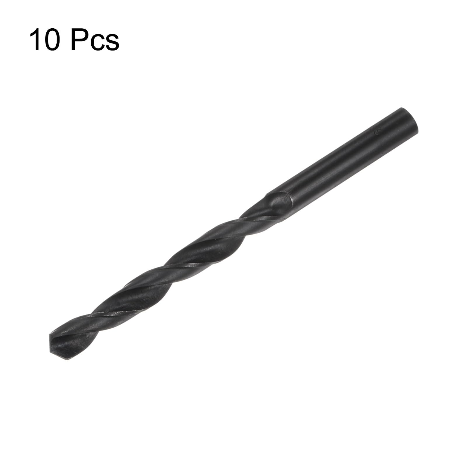 HARFINGTON 10 brocas Jobber de 10 mm (25/64 pulgadas) con revestimiento de nitruro de acero de alta velocidad (HSS) 4241 brocas helicoidales para acero inoxidable, cobre, aleación de aluminio, metal,