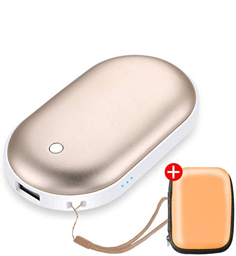 Sherry Hand Warmers Rechargeable, USB Hand Warmer Reusable 5200mAh USB Beverage Warmers Portable Heater Battery Hot Pocket Warmer Electric Handwarmers Gold