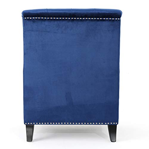 Christopher Knight Home Jaclyn Velvet Tufted Club Chair, Navy Blue / Natural #TOP6