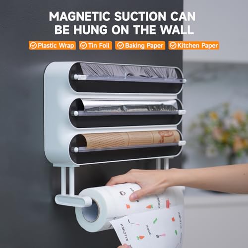 Portarrollos Papel Cocina,Portarollos Cocina,dispensador Papel Aluminio y Film,para Papel de Cocina, de Aluminio, Film y Bolsas para congelar, Soporte de Pared - imagen 4