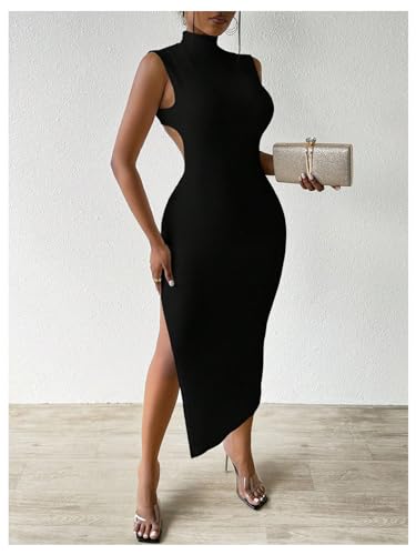 GORGLITTER Women's Open Low Back Cut Out Maxi Dress Summer Graduation Backless Night Out Bodycon Tank Long Sundresses2