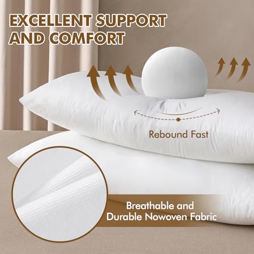 Image of MIULEE 14x26 Inch Pillow Insert, Throw Pillow for Bed Sofa Couch | Rectangle Decorative Lumbar Virgin Microfiber Stuffer
