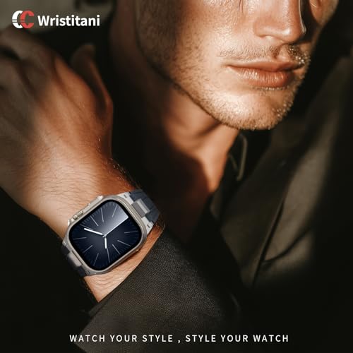 Image of Wristitani Leather Bands Compatible with Apple Watch Band 49mm 46mm 45mm 44mm for Men, Metal Connector & Genuine Leather Straps for iWatch Ultra3 /2 /1 SE3 /2 /1 Series 11 10 9 8 7 6 5 4 [NO Watch and Case]