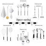 AceMining Broom Holder Wall Mount, 5 Racks 4 Hooks Heavy Duty Mop Organizer - Image 4