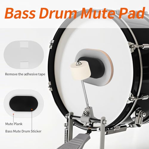 Horse Drum Mute Pads, Foam Drum Silencer Pads Set 12 Pieces with Drum Dampening Pads, Hi-Hat Set Pad, 1 Pair Drumstick Dampeners, and Cymbal Muffler Pads Fit 10”, 12”, 14”, 16\" Electric Drum Kits