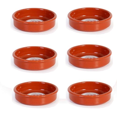 Acan Tradineur - Pack de 6 cazuelas Redondas de Barro - Aptas para vitro y Horno - Ideales para guisos y asados caseros – Ø 14 cm