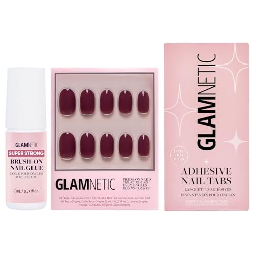 Glamnetic Press-On Nails - Berry Maroon | Super Strong Brush