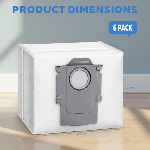 Image of 6 Pack Vacuum Bags for Roborock Q7 M5+, Q10 S5+, Q10 X5+, Q5 Max+, S8+