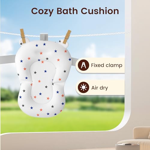 Image of Baby Bathtub,Foldable Baby Bath Tub for Newborn to Toddler (0-18 Months) - Collapsible Infant Tub for Travel with Thermometer, Soft Cushion,Pink