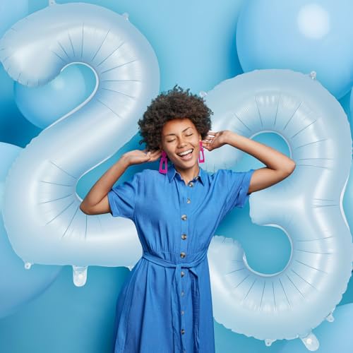 Image of Light Blue Number 3 Balloon, 40 Inch Big Large Foil Number Balloons, Giant Mylar Number 3 Balloons for 3 Year Old Birthday Baby Party Decorations Supplies Anniversary