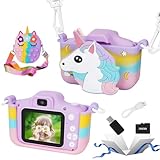 ArtCWK キッズカメラ ユニコーン カメラ 女の子 子供用 1080P HD録画 32GB SDカード2.0インチIPS画面8倍ズーム 850mAhのバッテリー 自撮り 子ども カメラ おもちゃ 誕生日 クリスマスプレゼント 日本語説明書付き