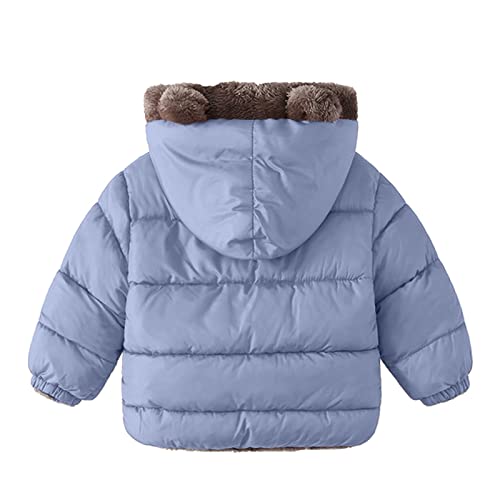 Toddler Boys Girls Thick Fluff 𝗛ooded Coat Fleece Ears Zipper Windproof Outerwear Winter Warm Jacket4