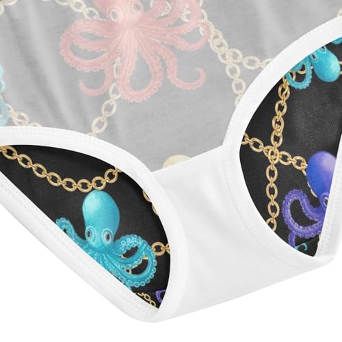 Colorful Octopuses Black Toddler Girl Underwear, Underwear for Girls, 2T–8 Years4