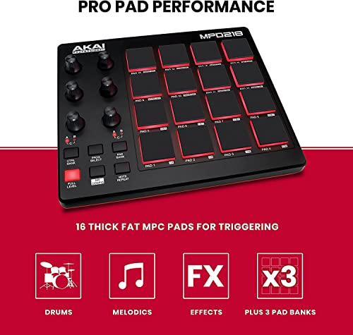 Recording Studio Package - Akai Professional Mpd218 Beat Maker Usb Midi Controller, M-Audio Air 192|4 Audio Interface, Xlr Microphone And Headphones #TOP1