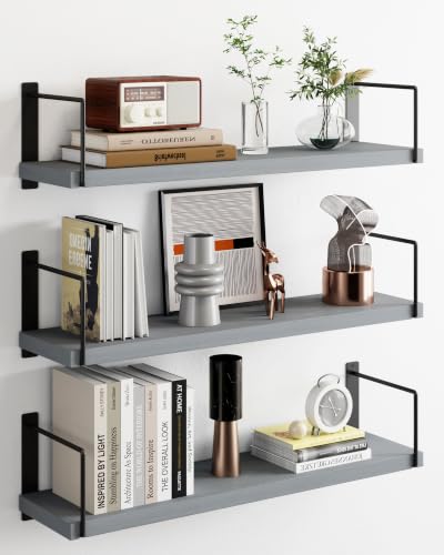 Image of Floating Shelves, 17 In Bookshelves for Room Wall, Shelves on Wall (Grey)