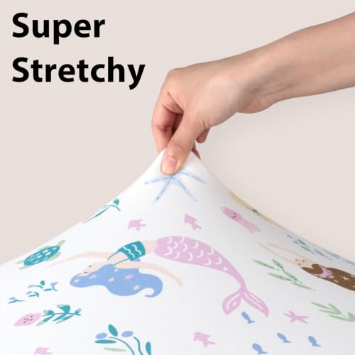 Image of Baby Crib Sheets Girl, 3 Pack Toddler Bed Sheets Fitted for 52 inchx28 inch Standard Crib and Toddler Mattresses, Super Soft Microfiber Purple Mermaid