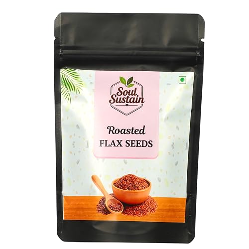 Image of SoulSustain Roasted Flax Seeds (100 GM) | Plant Protein & Fiber Snack | Omega 3 Nutrient Seeds | Gluten Free Vegan Snack for Smoothies, Baking, Salad Topping, Breakfast, Travel, Workout Energy