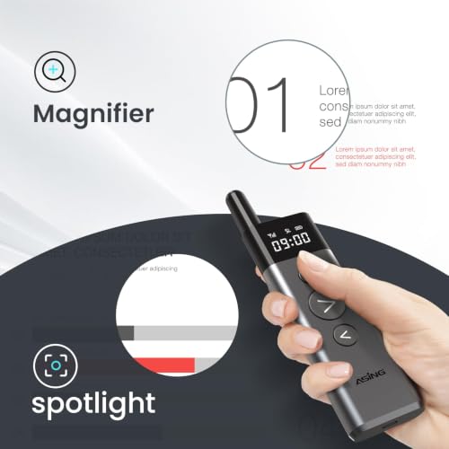 Image of ASING 980ft Long-Range Wireless Presentation Remote for PowerPoint | Spotlight, Magnifier,Advanced Digital Highlighting, Air Mouse,Universal wireless clicker, LED Screen, Slide Advancer, USB‑C