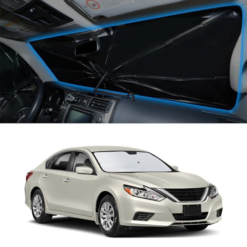Image of Windshield Sun Shade Umbrella for 2013-2018 Ni-ssan Altima Sedan | Full covered for windshield, Block UV Rays, Heat Reduction, Easy to install, Durable & Fold Up Small