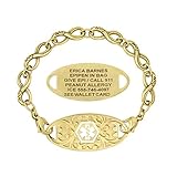 Lauren's Hope - Gold Tone Infinity Chain Medical ID Bracelet for Women, Free Engraving - Diabetes, Warfarin, Xarelto, Heart Conditions, Blood Thinners (CUSTOM ENGRAVING, 7 INCH)