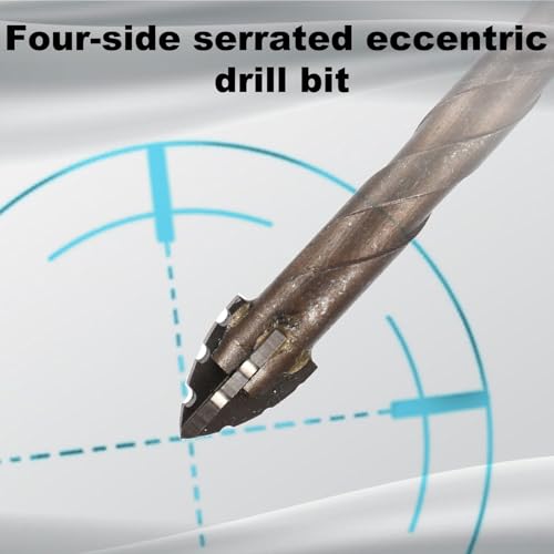 6 Stück Vierschneidiger Gezackter Exzenterbohrer, Neuer Vierschneidiger Sägezahn-Exzenterbohrer 4-Schneidiger Exzenterbohrer Multifunktionaler Hochfester Exzenter-Spiralbohrer