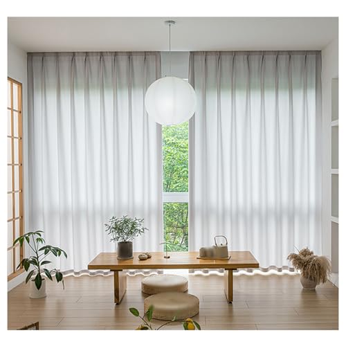 Translucidas Visillos Cortina, Anti Luz Translúcido Ventana Suave Decorativas Vertical para Ventanas Privacidad Drapes para Balcon Cuarto Comedor, 1 Panel(Ancho x Alto)(Grey,350x270cm(138x106in))
