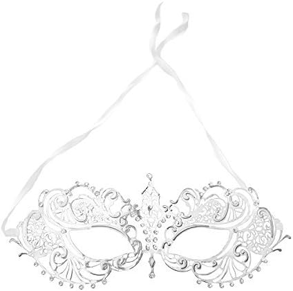 Women's Laser Cut Metal Venetian Pretty Masquerade Ball Party Mask Costume Accessory (Silver)