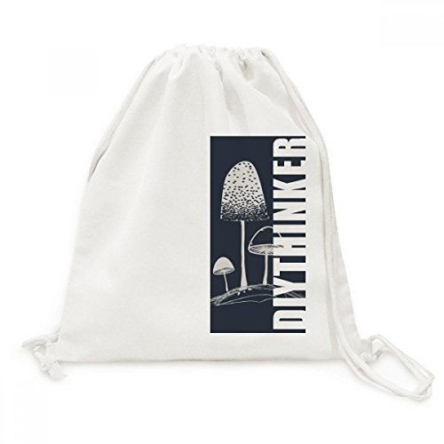 Sac à dos cordon toile avec motif champignon pour le shopping de loisir