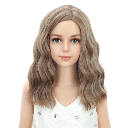 Image of PATTNIUM Kids Child Wig Blonde Brown Short Curly Wig Mixed Brown Wigs for Girls Cosplay Halloween Party Costume Heat Resistant Synthetic Hair Girls Wig (Brown Blonde)