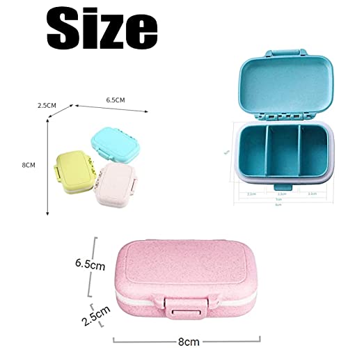 4 stuks pillendoos klein voor onderweg, 4 kleuren pillendoos, pillendoos, 3 vakken, kleine tablettenbox, vitaminen, medicijnen, tablet-organizer, tablettdoos voor onderweg, reizen - Afbeelding 3