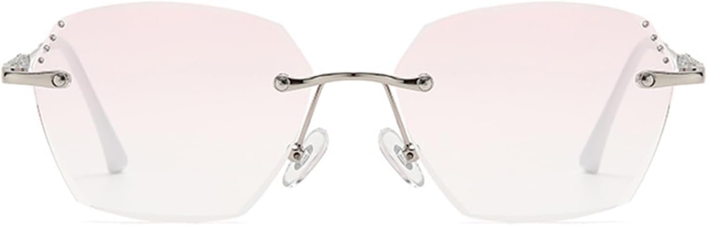 Modische Lesebrille Mit Diamantschliff Für Damen, Computerlesegerät Mit Blaulichtfilter, Leichte Metallbrille, Silver, 2.0+