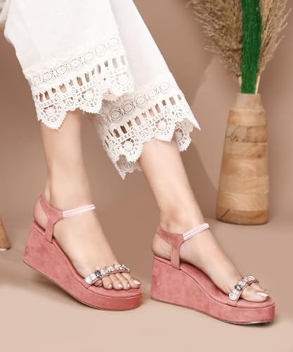 Image of JM LOOKS Glamorous Wedge Platform Sandals Adorned with Sparkling Jewels