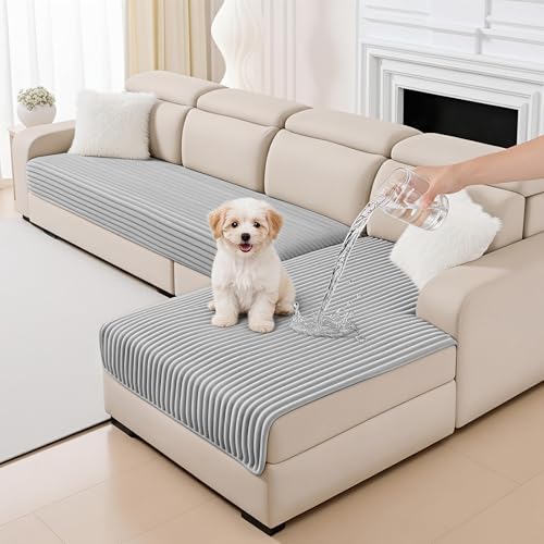 MYSKY HOME Couch Covers for Sectional Sofa, Light Grey, 35"x70.9"+35"x82.7"