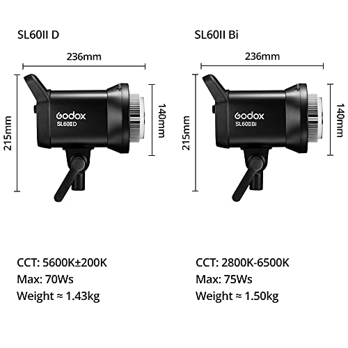 Godox SL60IID LED Light, 5600K Studio Video Light, Bowens Mount LED Light, Max 60Ws CRI 96+ TLCI 97+, 8 FX Effects, APP Control