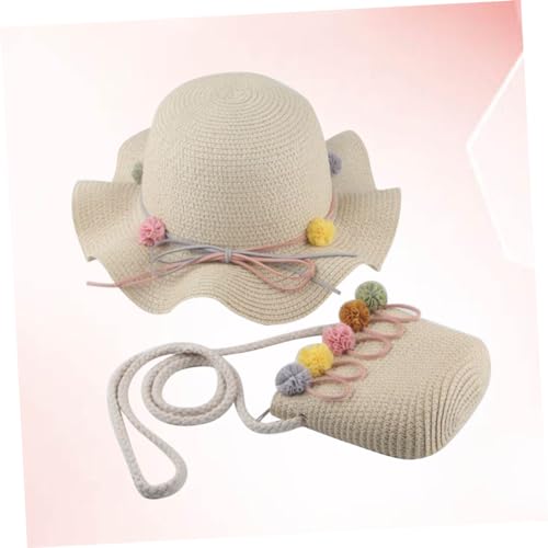 Boy Girl Sun Hat Matching Storage Bag Beige Straw Hat for Girls Lightweight Breathable for Beach Travel and Outdoor Activities4