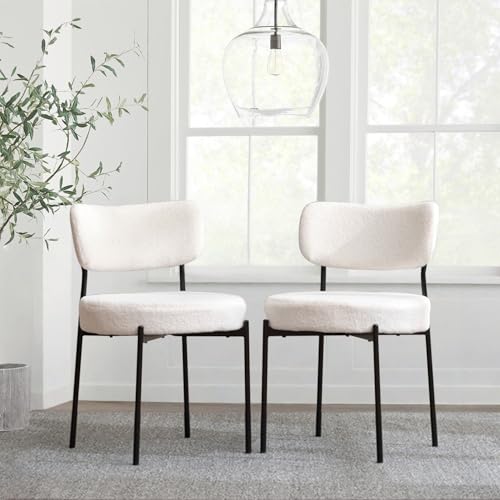 Puntogen White Boucle Dining Chairs