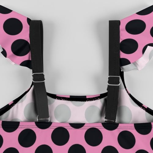 Image of Girls One Piece Swimsuit Polka Dots Ruffles Swimwear Bathing Suits 3-12 Years