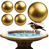 Otoolling 4 Pcs Bird Bath Copper Disk Balls, Spherical Design Purity Disk for Maximum Surface Contact, Natural Water Purification, Universal Fit Outdoor Birdbaths, All Season Use(Brass,20 mm)